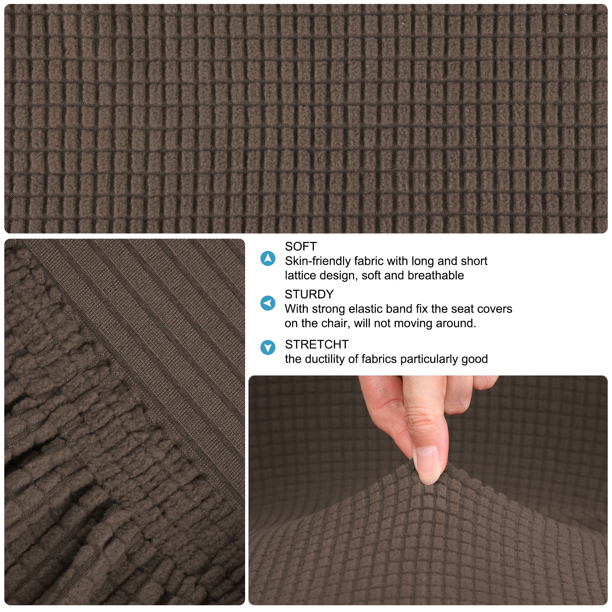 Unique Bargains Polyester Stretch Bar Stool Covers Elastic Band Mid Back Chair Slipcover Light Brown 1 Pc