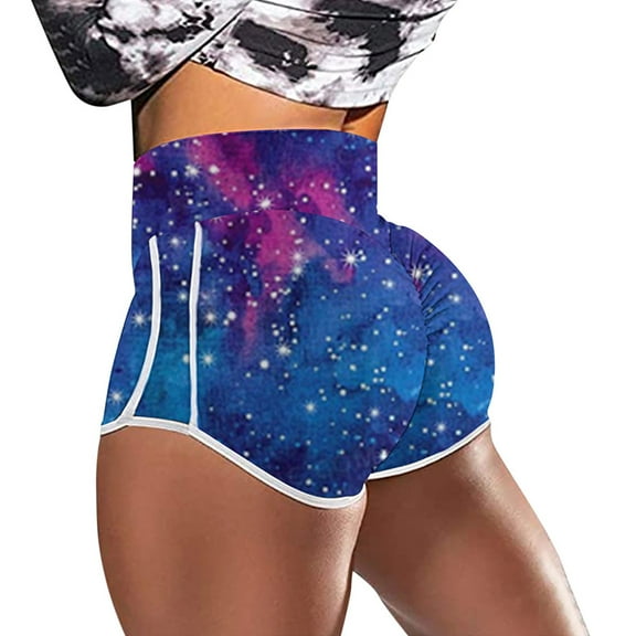 Abcnature Plus Size Shorts, Womens Athletic Shorts, Women Printing High Waist Stretch Strethcy Leggings Yoga Short, Comfy Beach Shorts, Yoga Pants, Cycling Sport Shorts Multicolor S