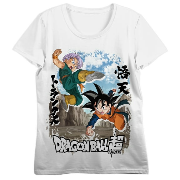 Dragon Ball Super Trunks and Goten Women's White Short Sleeve Tee-Medium