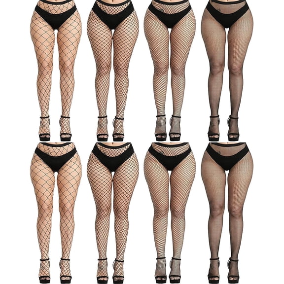 VETPW 8 Pairs Fishnet Stockings for Women, High Waist Tights for Women, Plus Size Ladies Fishnet Tights Fishnets Party Rhinestone Mesh Stockings Pantyhose