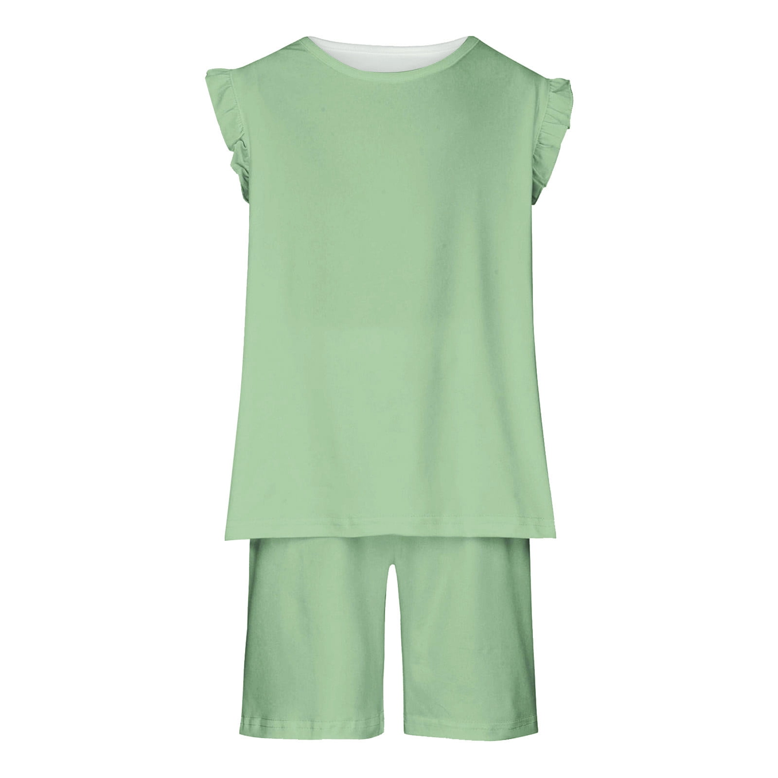 Bnwani 2Pcs Matching Sets Toddler Clothing Girls sleeved Sleeveless Solid Set Short Shorts Tops Toddler Baby Cotton Shirt Suit Size 3-4 Y