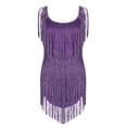 thumbnail image 5 of Bigersell Vintage Dress Women's Sleeveless Softs Tassels Retro Dress Plus Size Dresses for Wedding Guest Regular Wrap Dresses, Style 25877, Purple L, 5 of 6