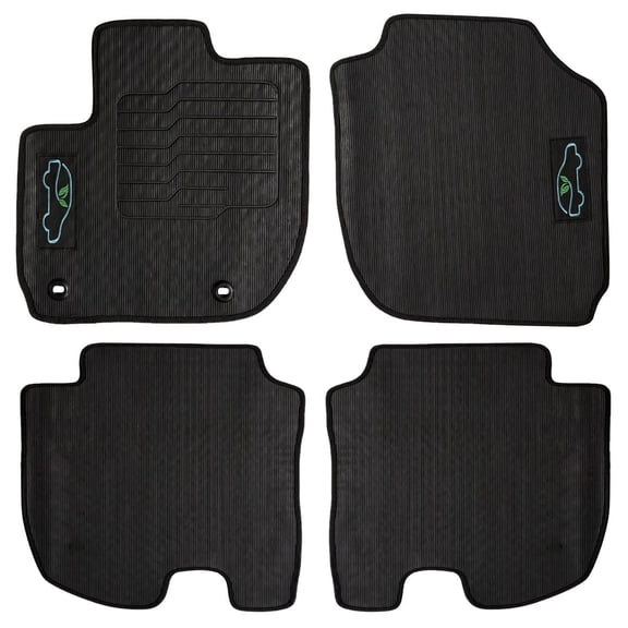 Floor Mats for 2016 to 2022 Honda HRV / 2015 to 2020 Honda Fit with Safety Locks, Front and Rear, Black, All-Weather - ecoMats