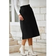 thumbnail image 3 of Women's Black Front Slit High Waist Midi Skirt – Stylish Casual Essential for Every Day [ZhiHiMeRi] | XL, 3 of 12