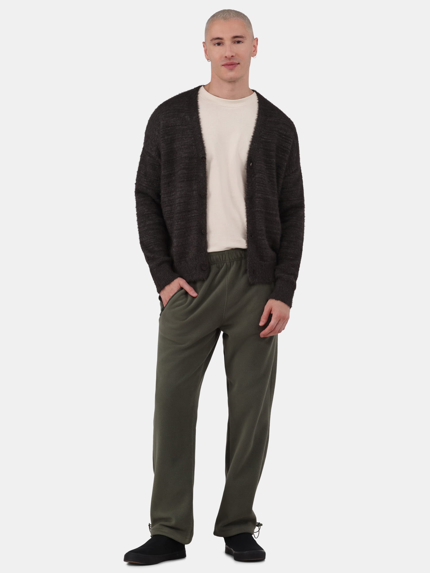 No Boundaries Men's Fuzzy Cardigan Sweater, Sizes XS-3XL