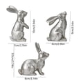 thumbnail image 3 of 3-Piece Easter Bunny Resin Figurines – Spring Bunny Statue Set for Home Decor – Silver Decorative Rabbits for Tabletop, Shelf, or Tiered Tray – Easter Gift, 3 of 6