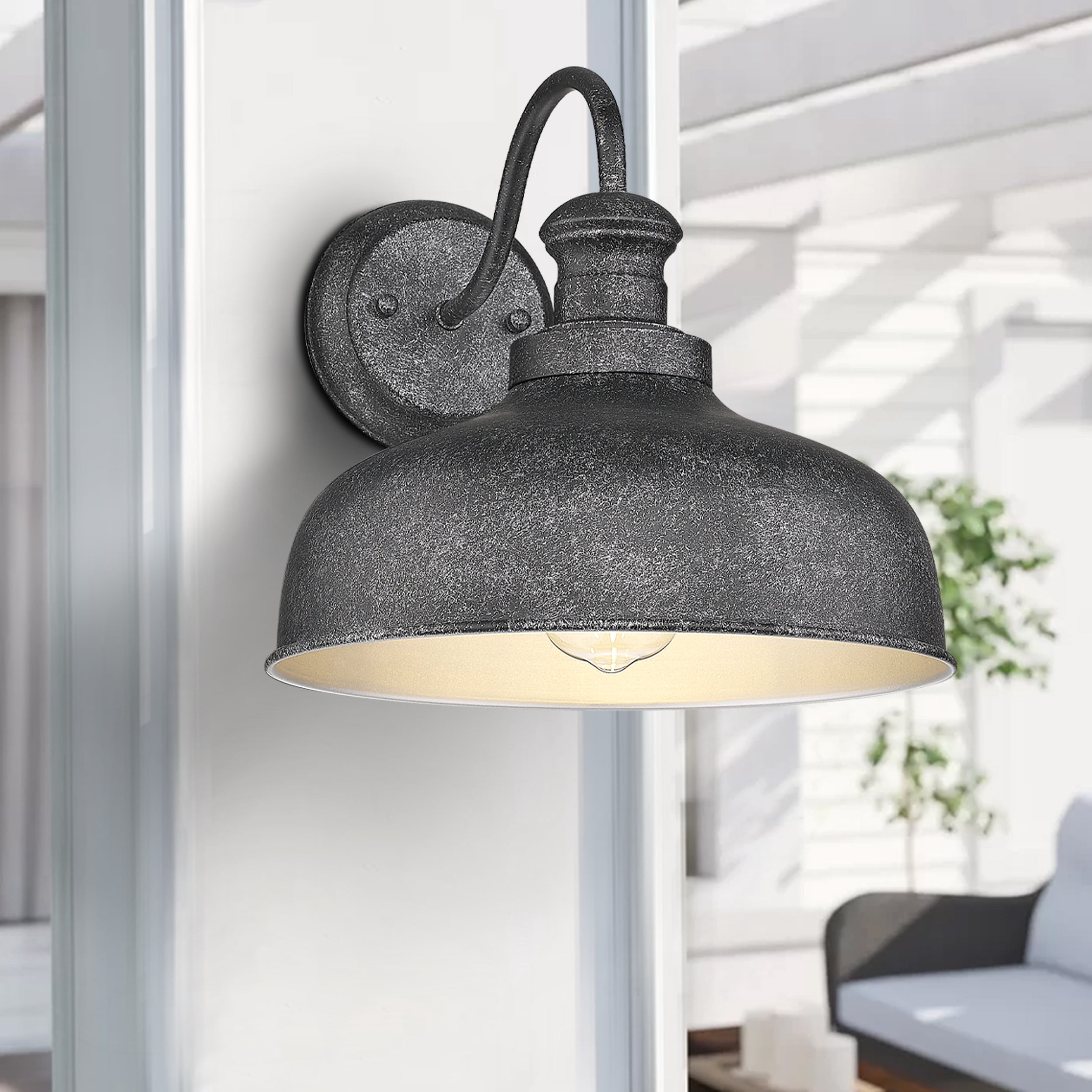 Outdoor Barn Light for Farmhouse, Anti-Rust 11.5 Inch Dome Exterior Wall Mount Lights Fixture ,Weather Resistant Outdoor Wall Sconce Lighting for Porch, Garage, Patio, Entryway(Antique Silver,,2Pack)