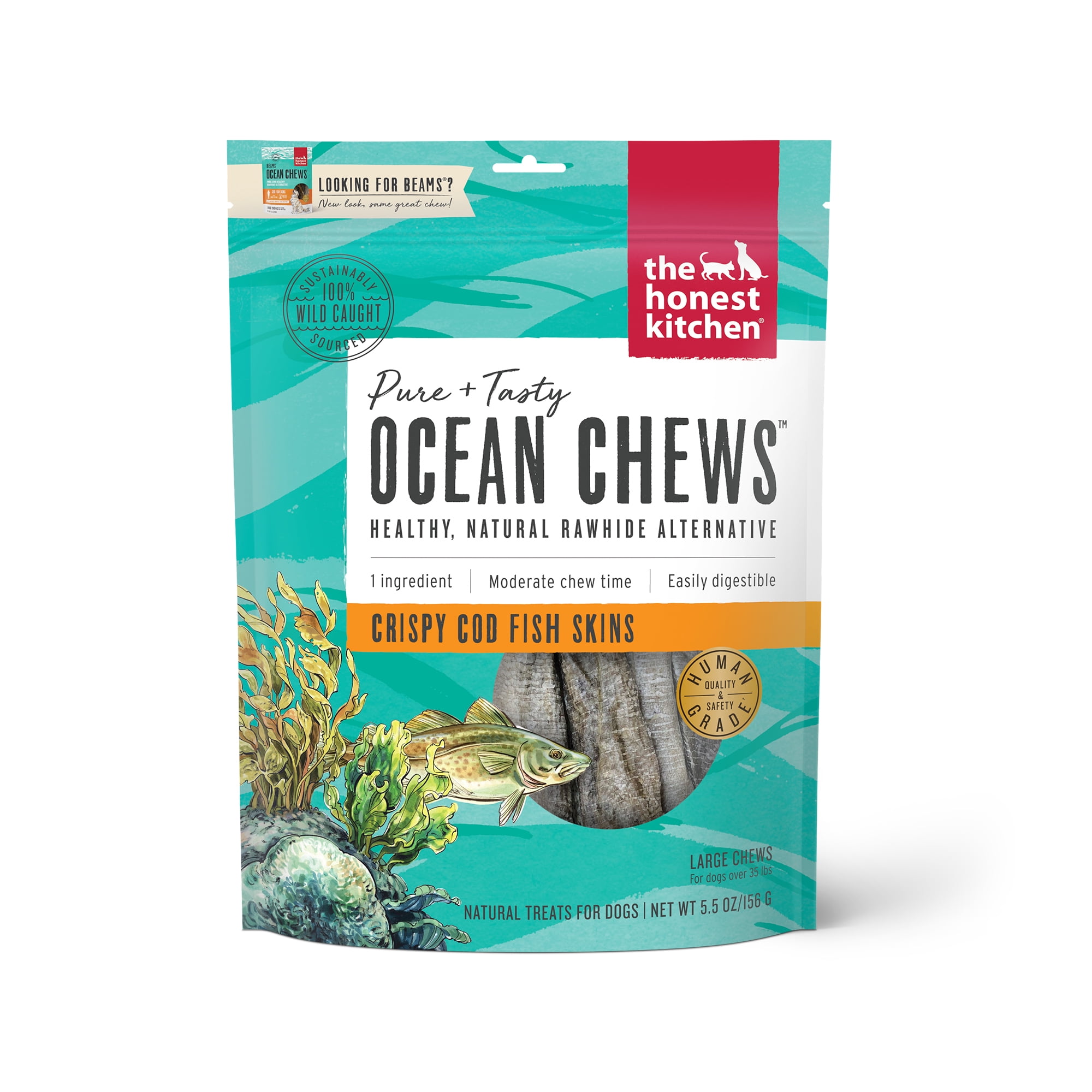 The Honest Kitchen Human Grade Ocean Chews™ Crispy Cod Fish Skins Dog Treats, 5.5 oz (Beams™)