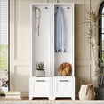 thumbnail image 2 of Coat Racks Set of 2 3-in-1 French Retro White Hall Tree with Bench, Drawers & Hooks | White | MDF, 2 of 19