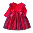 thumbnail image 6 of Splozh Toddler Sweater Dress for Girls Cute Soft Fall Winter Long Sleeve Princess Holiday Party Dress Toddler Birthday Dress Winter Princess Dress for Girls,Red,1-2 Years, 6 of 9