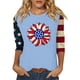 thumbnail image 4 of Camisetas de Manga Corta para las Mujeres Día de la Independencia Patriótica Impresa 3/4 Manga Cuello Redondo, Camiseta Casual para Diarios Y Festivales, 4 of 5