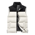 thumbnail image 2 of LOVZFMLL Vestes pour Hommes Polaire Color Block Chaude avec Poches Sans Manches Décontractée, 2 of 4