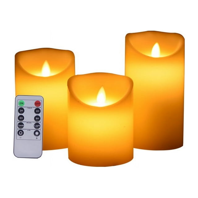 Jinsinto Flameless LED Candle Lamp, 3 pcs Warm White and Multicolor Real Candle Lights