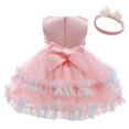 thumbnail image 4 of FDDMis Newborn Dresses for Baby Girls Plaid Christmas Dress First Christmas Baby Girl Outfit White Girls Dress 3 Month Baby Clothes Thanksgiving, Pink 6-7 Years, 4 of 5