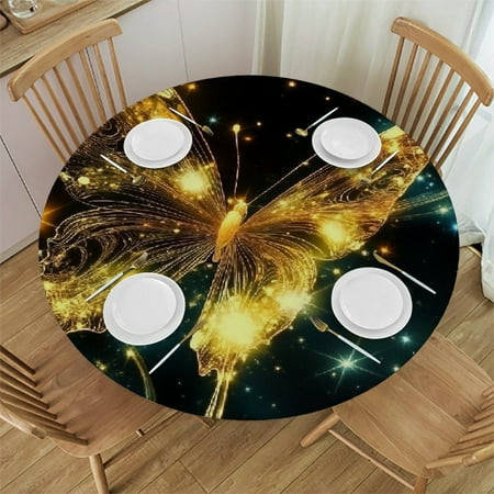

Patifu Butterfly Stars Magic Round Tablecloth Stain-Resistant Washable for Indoor Outdoor Restaurants Weddings Parties Home Kitchen Decoration 46 -50