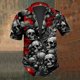thumbnail image 3 of Camisas de calavera para hombre, camisas casuales de verano de manga corta para hombres, camisas de solapa vintage transpirables de gran tamaño para hombres y mujeres en blanco y negro, 3 of 5