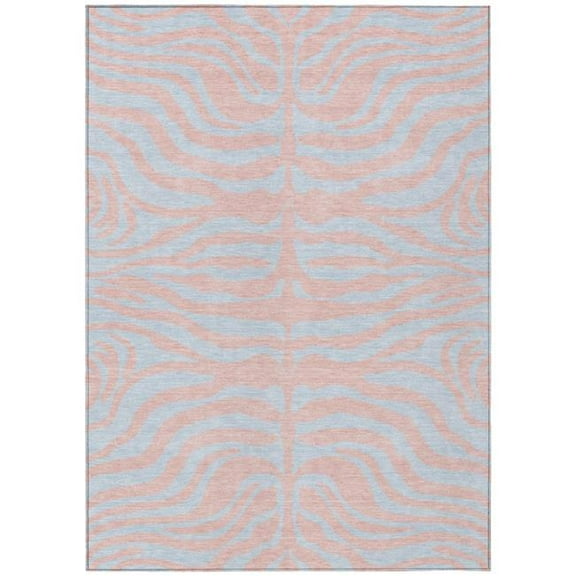 HomeRoots 600697 5 x 8 ft. Pink & Gray Animal Print Washable Indoor & Outdoor Rectangle Area Rug