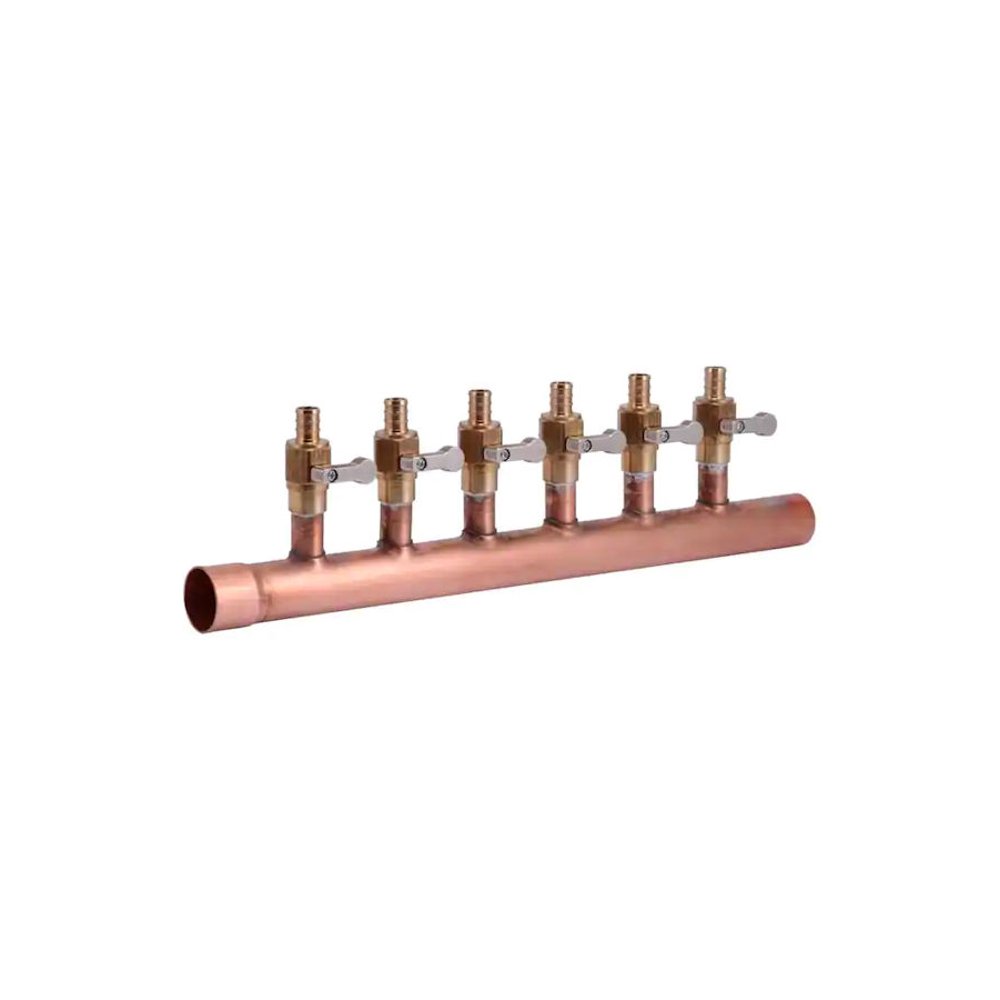 SharkBite 6Port Hydronic Heating Manifold 1'' SWT x 1/2'' PEX