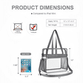 thumbnail image 3 of Heavy Duty Stadium Approved Clear Shoulder Tote Bag, Large Transparent Travel Storage Bag for Sports Events, Office Work & Daily School Use, Gray, 3 of 6