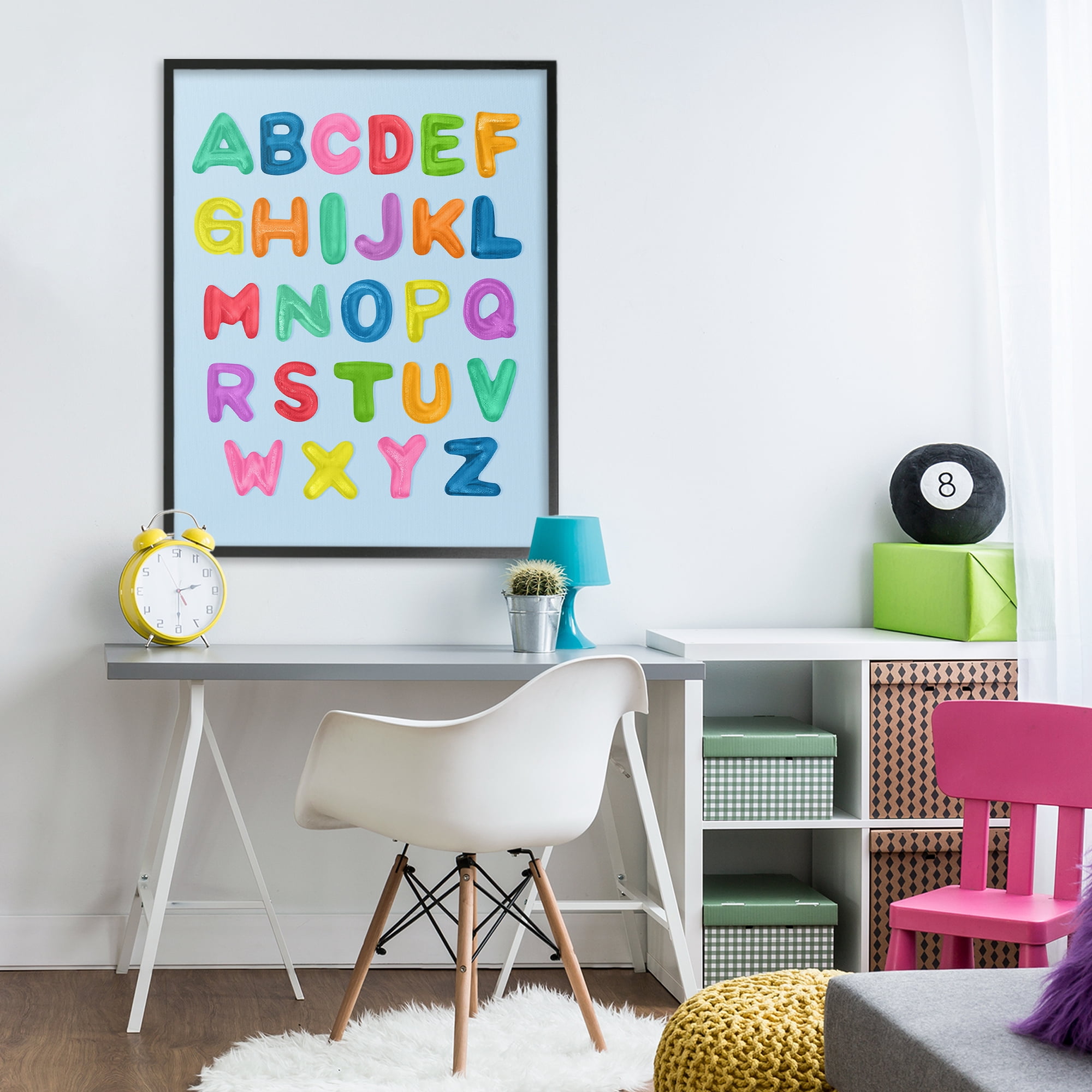 Stupell Industries Gummy Candy Alphabet Black Framed Giclee Art, design by LISH Creative