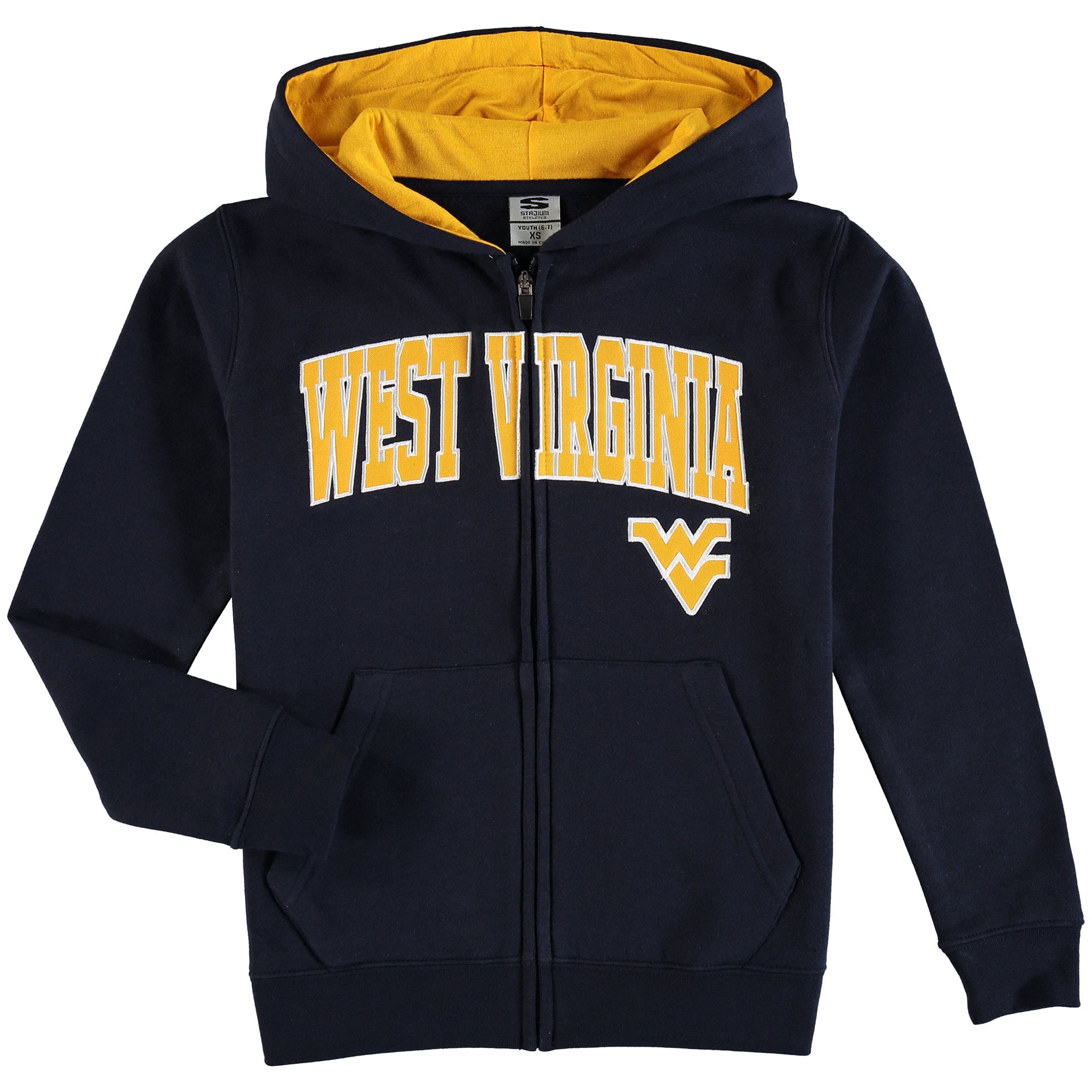 West Virginia Mountaineers Youth Applique Arch & Logo Full-Zip Hoodie - Navy - Walmart.com 