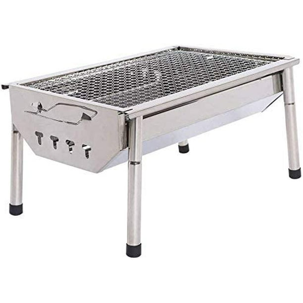 ISUMER Charcoal Grill Barbecue Portable BBQ - Stainless Steel Folding BBQ  Kabab Grill Camping Grill Tabletop Grill Hibachi Grill for Shish Kabob 