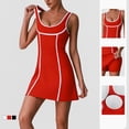 thumbnail image 4 of PISONIC Women's Color-Block Yoga Dress with Built-in Bra - Slim Fit, Anti-Exposure Tennis Skort Suit for Spring/Summer Sports, 4 of 8