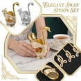 thumbnail image 2 of Swan-Shaped Metal Utensil Holder with Gold Coffee Spoon Set – Elegant Kitchen & Dining Table Decor, 6.5"x4"x3", Gold, 2 of 6