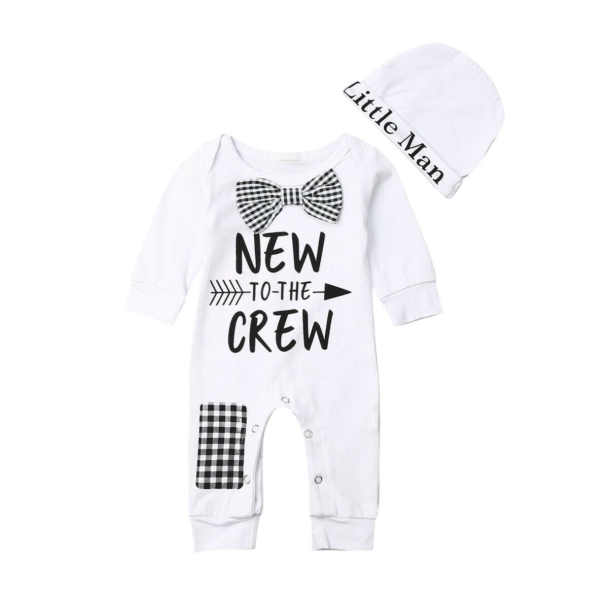 Cute Infant Newborn Baby Boy Long Jumpsuit Romper Bodysuit Cotton Clothes Outfit 