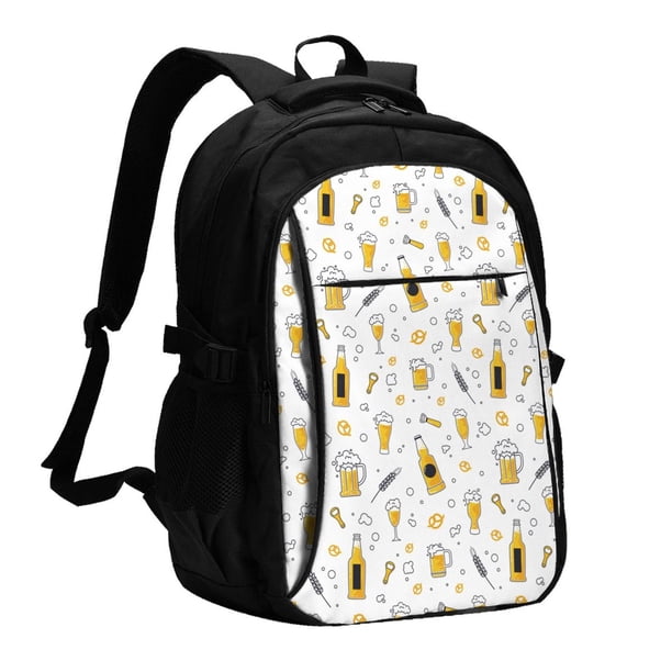 Balery Beer Mochila con carga USB para hombre y mujer - Mochila impermeable y antirrobo para laptop con puerto USB para viajes, trabajo