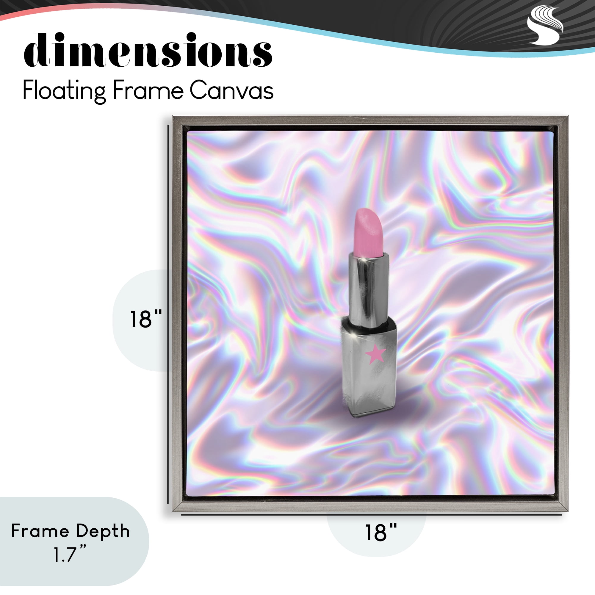 Stupell Industries Iridescent Icon Lipstick Gray Framed Floater Canvas Wall Art, design by Matthew Piotrowicz