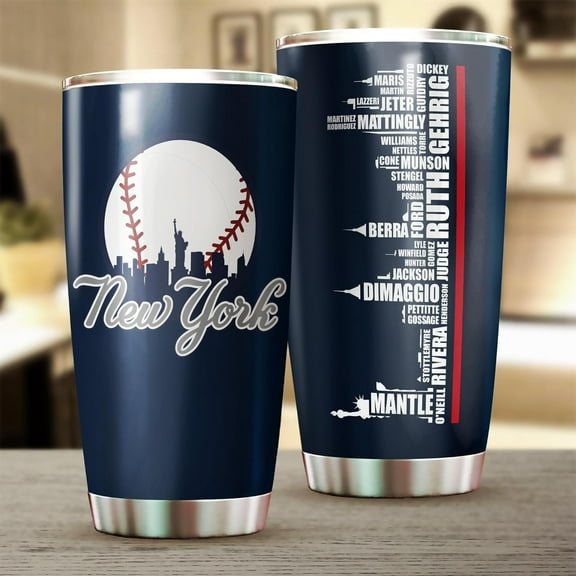 Legends New York Baseball City Skyline Tumbler - Coffee Mug Insulated Tumbler With Lid - Mother''s Day, Father''s Day, Birthday, Christmas Gifts For Fans - 20 Oz| Stainless Steel