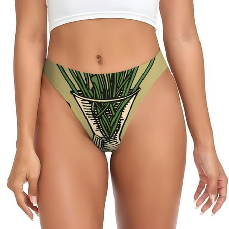 Adobk Vintage Garlic Bread Illustration Print Seamless Women Underwear Thongs No Show Ladies Thong No Line Breathable Comfortable Panties Undies for Women-3X-Large