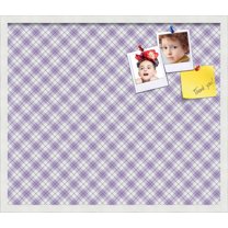 PinPix ArtToFrames 26x22 Custom Cork Bulletin Board Argyle Lilac   Poster Board Has a Fabric Style Canvas Finish, Framed in Satin White Frame (PinPix-639)