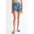 thumbnail image 2 of Ragstock Button Front Seamed Paper Bag Denim Shorts, 2 of 4