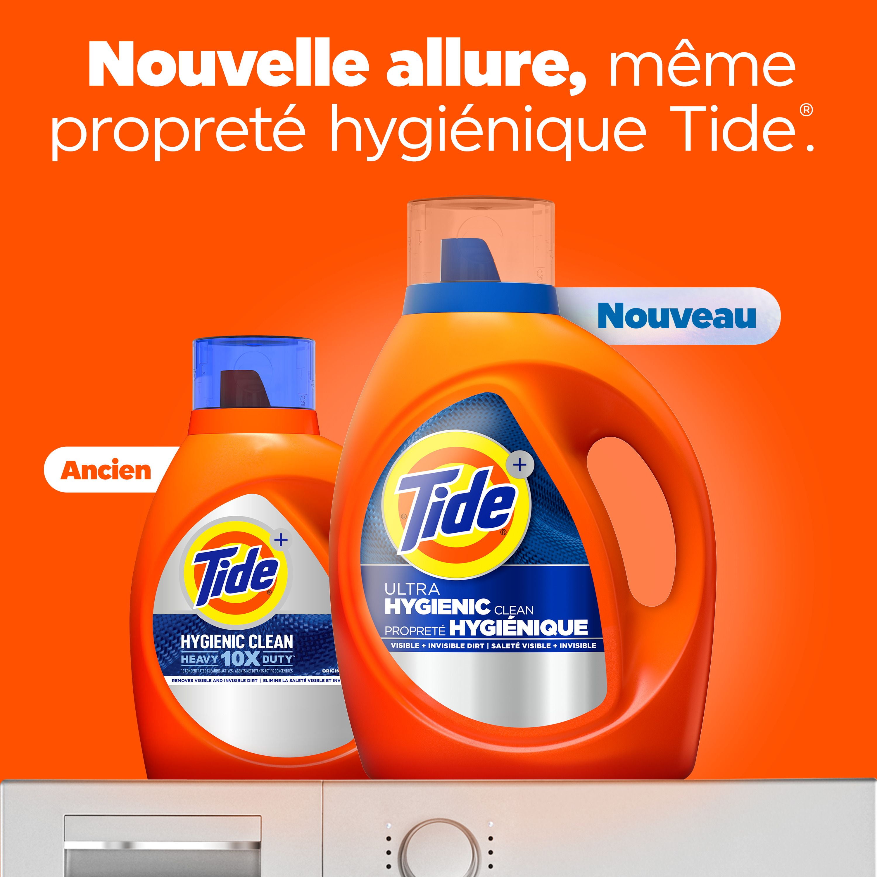Détergent à lessive liquide Tide Propreté hygiénique, parfum original, compatible avec les laveuses HE 3.9L