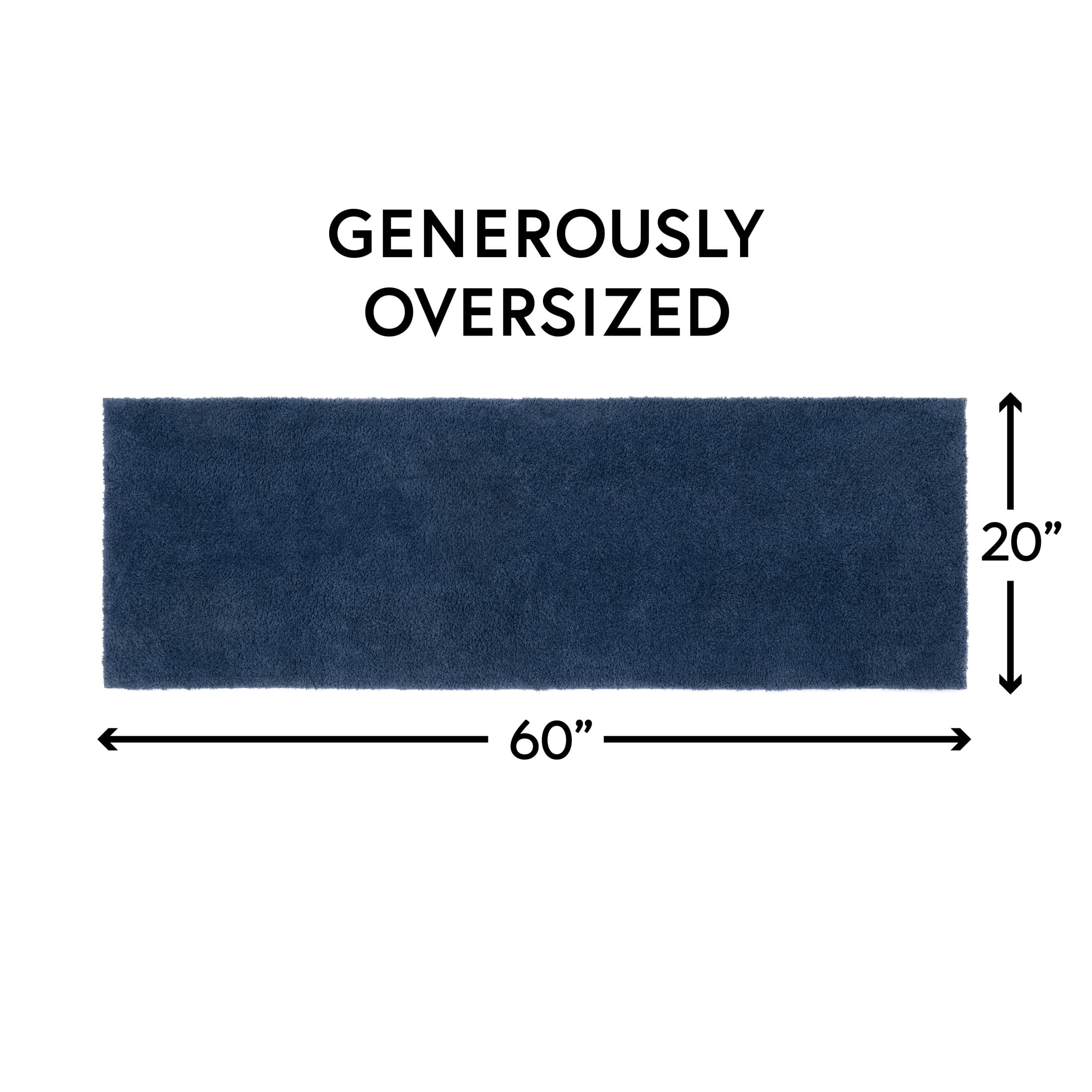 Better Homes & Gardens Ultra Soft Polyester Bath Runner Rug, 20 in x 60 in, Blue Admiral