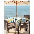 thumbnail image 3 of Outdoor Tablecloth with Umbrella Hole for Patio/Picnic/Party/Camping, Blue Dinosaur Waterproof Table Cloth Square Cover Washable, Palm Trees Mountains Modern Abstract Art (54"x 54"), 3 of 8