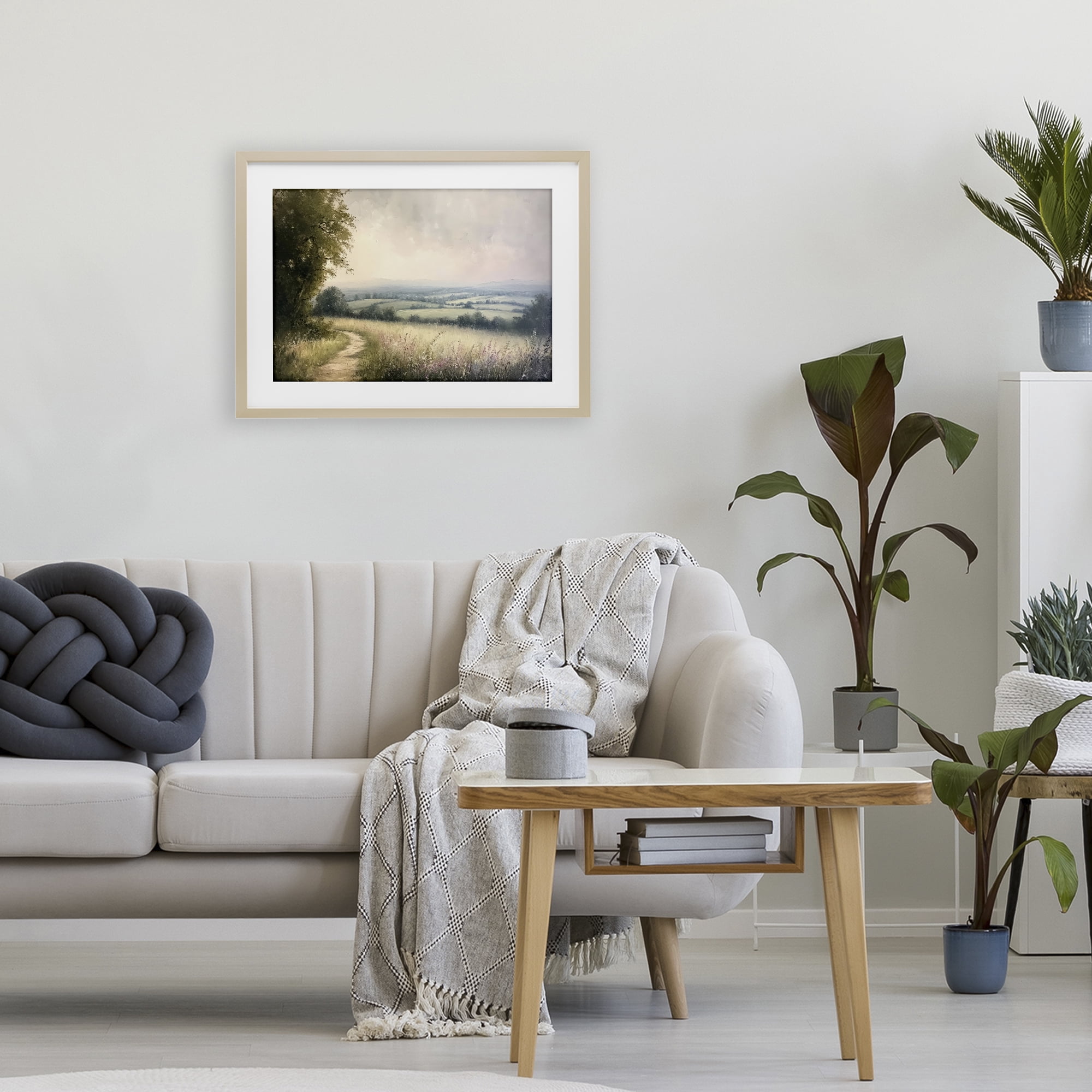 Stupell Industries Rolling Farmlands in Distance Birch Framed Print Under Glass, design by Petal Prints Design