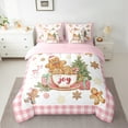 thumbnail image 2 of Manfei Gingerbread Twin Bedding Sets 7pcs for Kids, Green Christmas Tree Bedding Comforter Set, Girls Pink Plaid Sheet Sets, Super Cozy Room Decor, 2 of 8