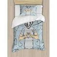 thumbnail image 3 of Modern Duvet Cover Set, Husky Dog Faced Man at Valentines with Hearts Romantic Love Display, Decorative 3 Piece Bedding Set with 2 Pillow Shams, King Size, Sand Brown Slate Blue, by Ambesonne, 3 of 3