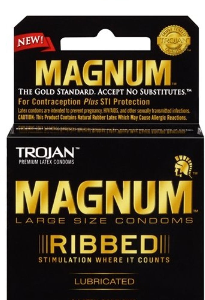 TROJAN Magnum Ribbed Lubricated Latex Condoms 3 ea