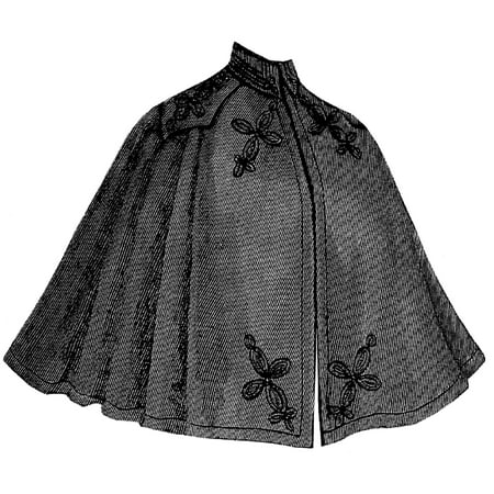 Sewing Pattern: 1896 Cloth Cape with Braiding