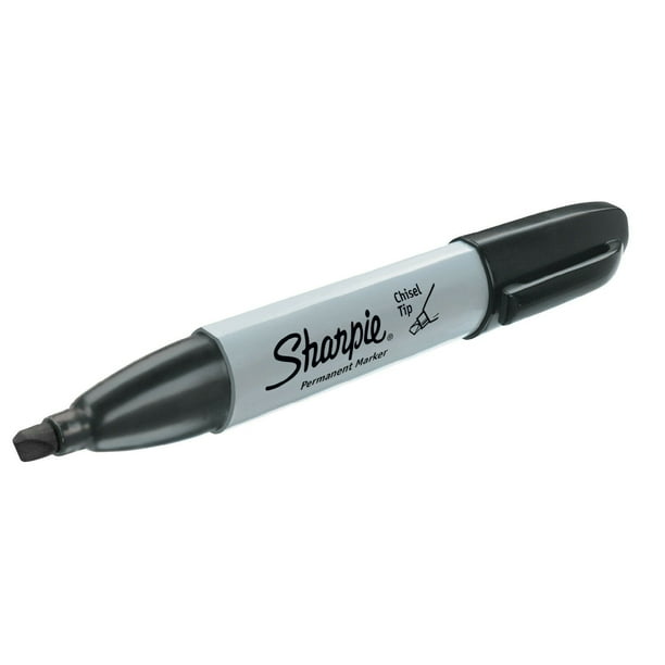 Sharpie Permanent Marker, Chisel Tip, Black, Pack of 12