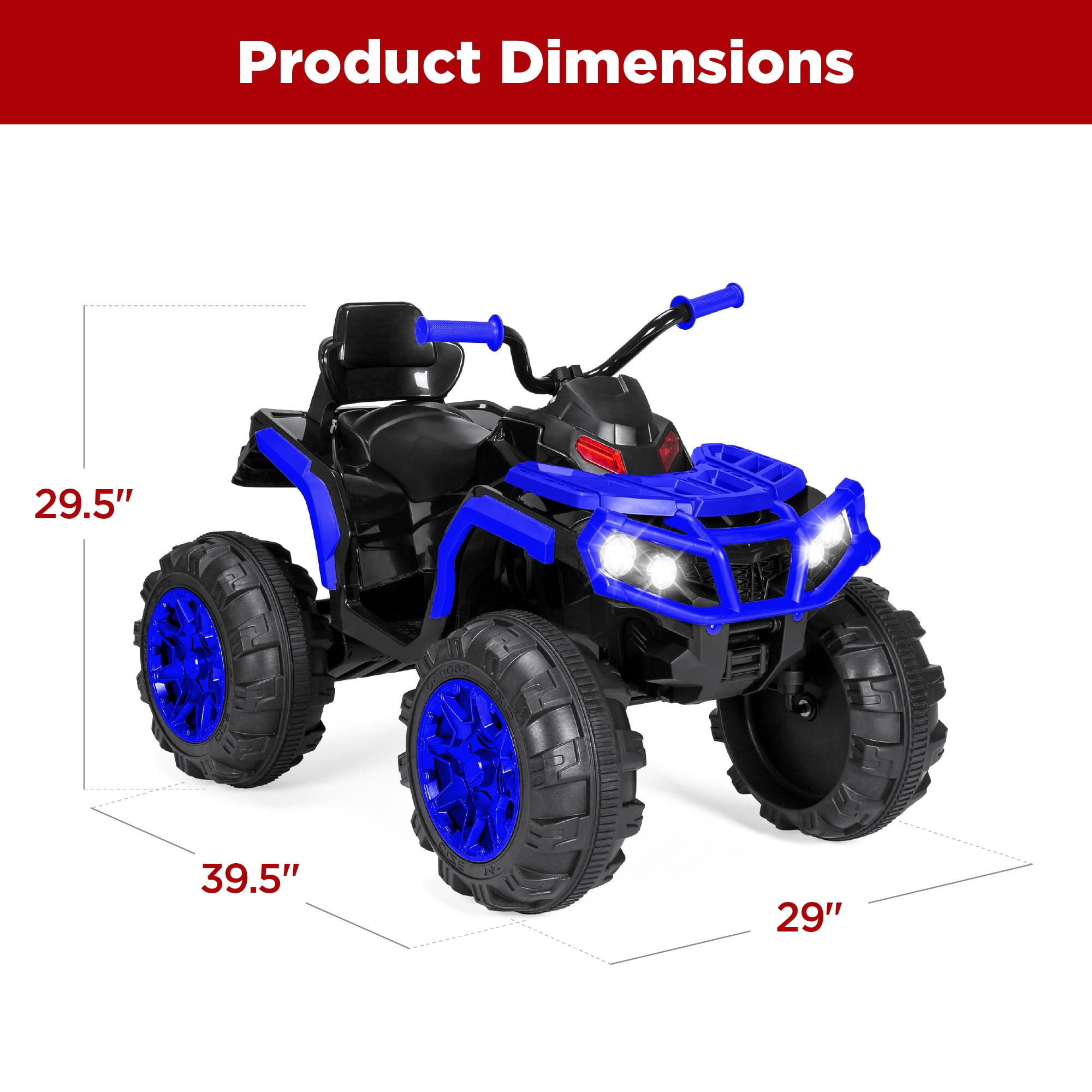 Best Choice Products 12V Kids Ride-On ATV Quad w/ Bluetooth, 3.7mph Max, Treaded Tires, LED Lights, Radio - Blue