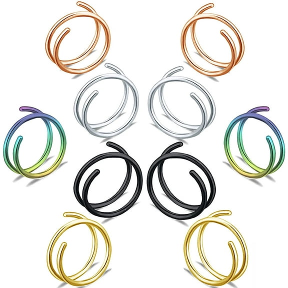 Bla Current 18G Stainless Steel Double Hoop Nose Ring Set
