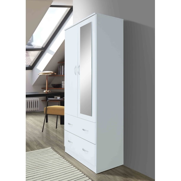 Free Shipping! Hodedah Two Door Wardrobe with Two Drawers and
