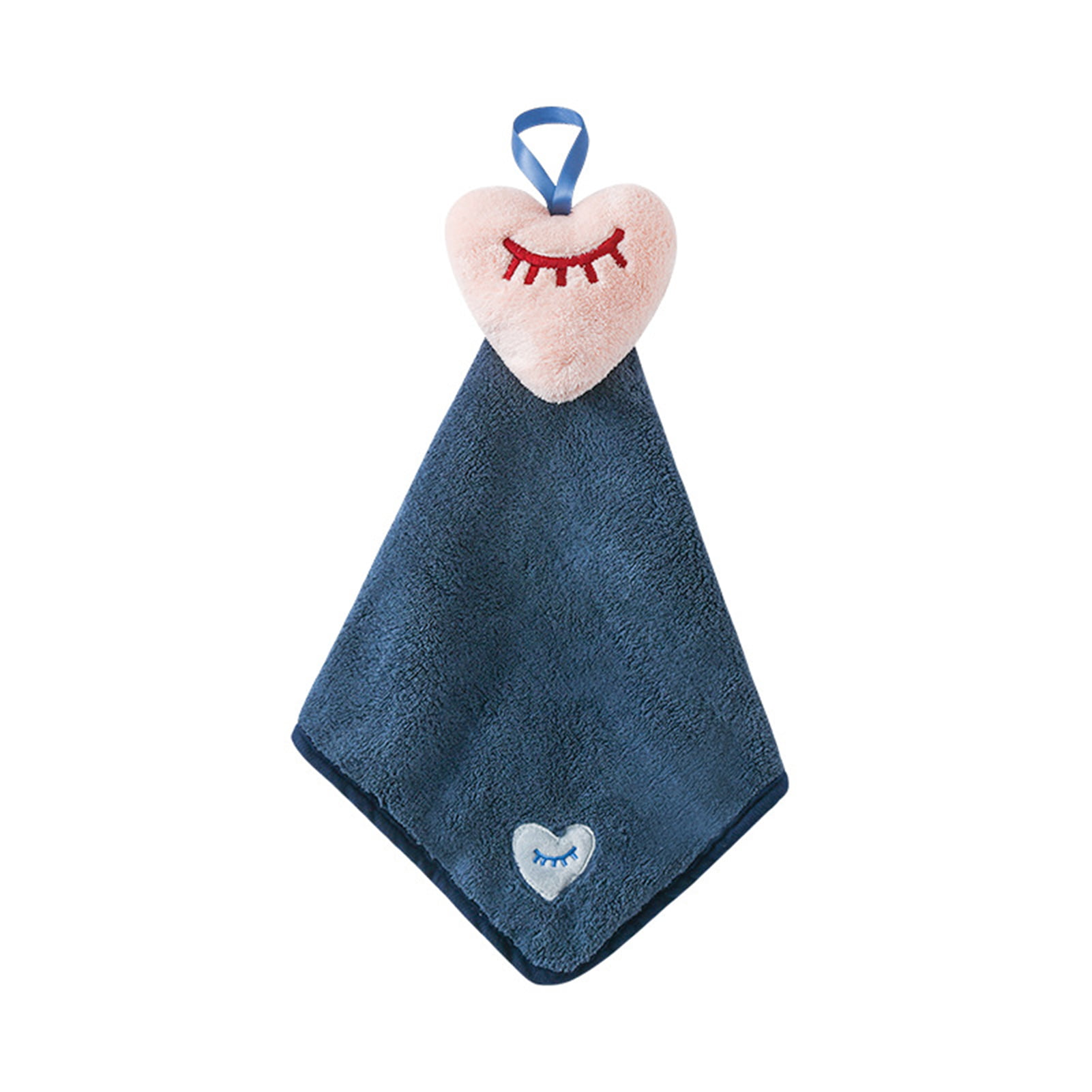 Fansi 1 PC Cute Rabbit Thicken Hanging Coral Velvet Absorbent Hand Towel Kitchen Rag Cleaning Towel Bath Towel Blue