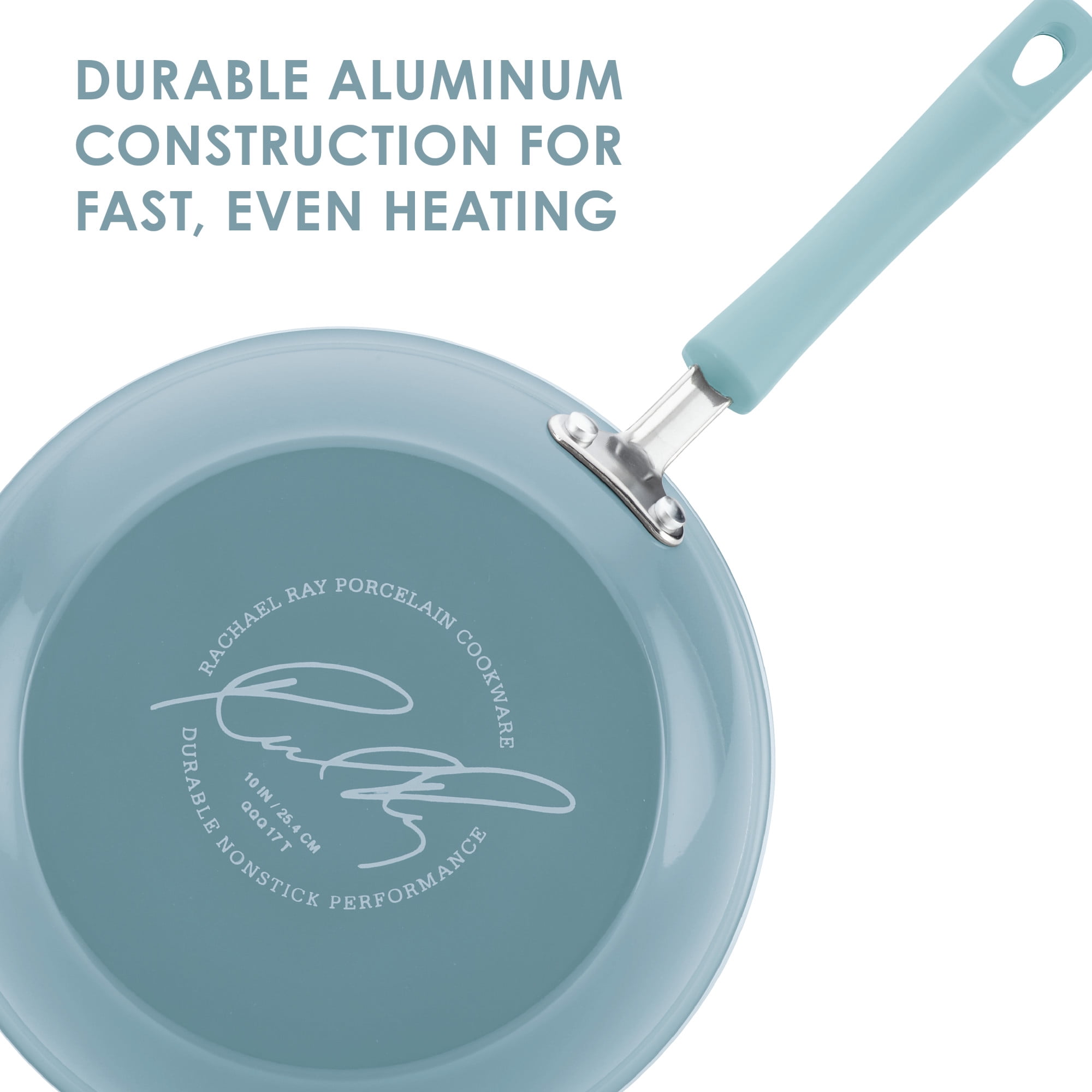 Rachael Ray Classic Bright's Aluminum Non-stick Stir Fry Pan with Glass Lid, 11-Inch, Sky Blue