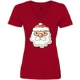thumbnail image 3 of Inktastic Cute Santa Claus Face Women's V-Neck T-Shirt, 3 of 5
